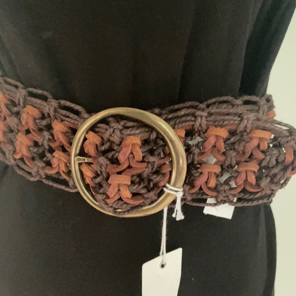 American Eagle macrame leather belt Size S NWT